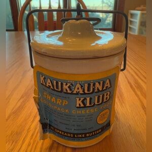 Vintage Crock and Lid Kaukauna Klub Container